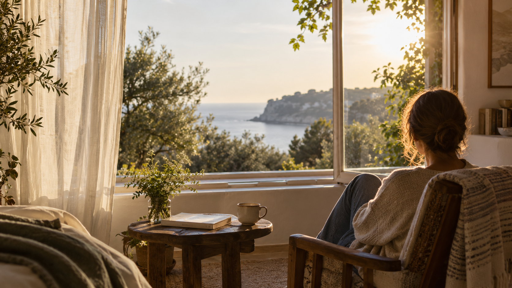 A quiet reflective moment overlooking the sea